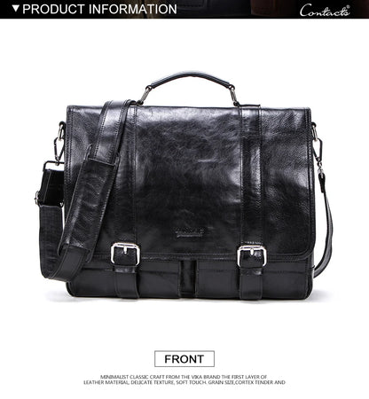 Luxury Leather Business Handbag with Shoulder Strap