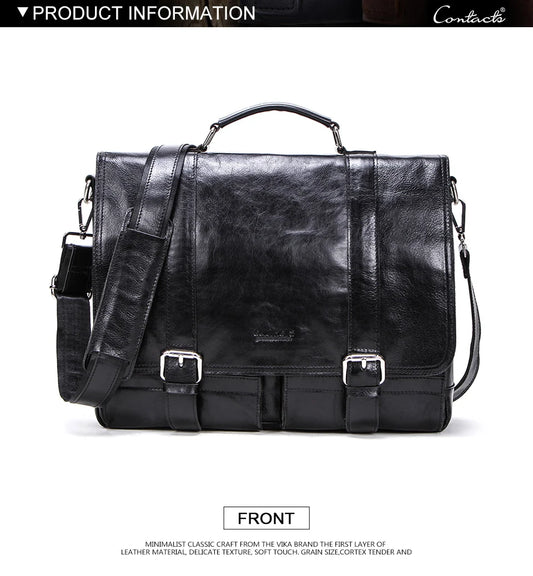 Luxury Leather Business Handbag with Shoulder Strap