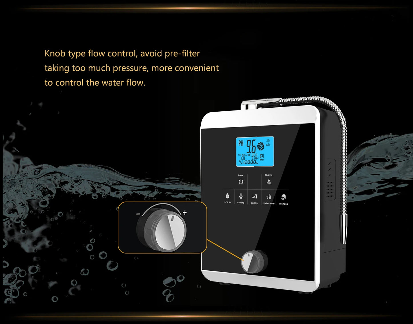 Touchscreen Hydrogen Water Generator with Auto-Cleaning