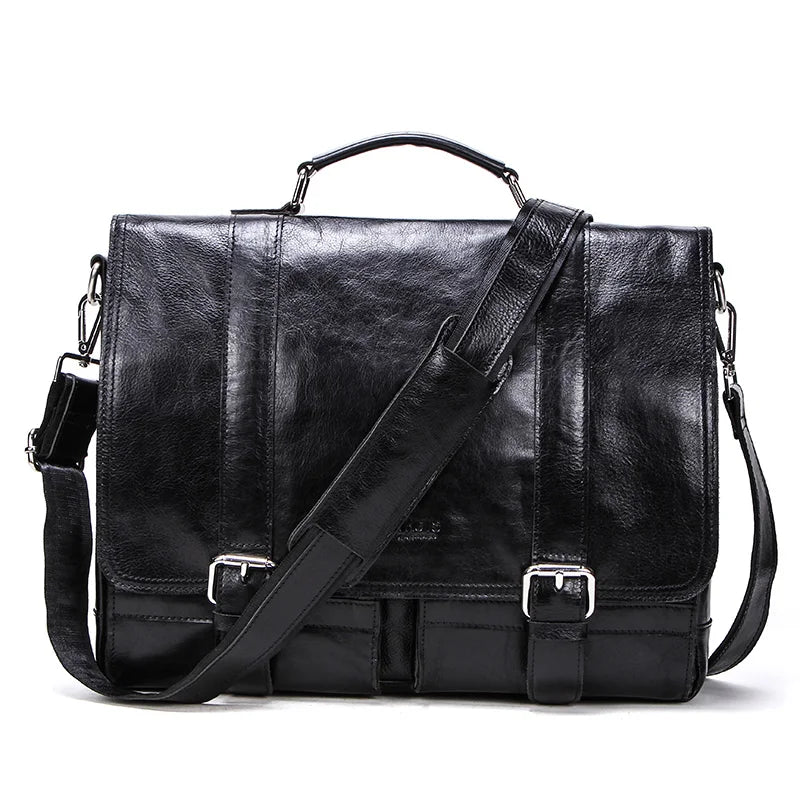Luxury Leather Business Handbag with Shoulder Strap
