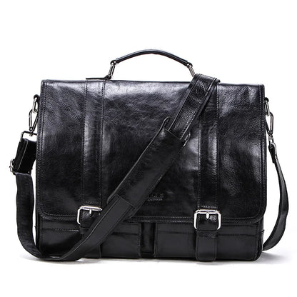Luxury Leather Business Handbag with Shoulder Strap
