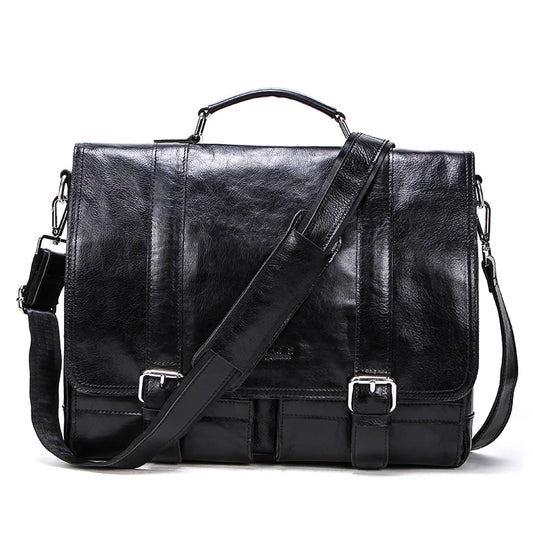 Luxury Leather Business Handbag with Shoulder Strap