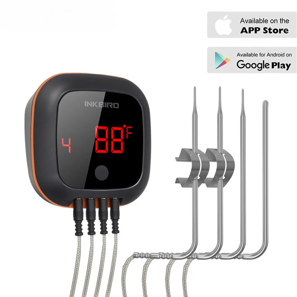 Wireless BBQ Meat Thermometer 4-Probe with App Control & Timer