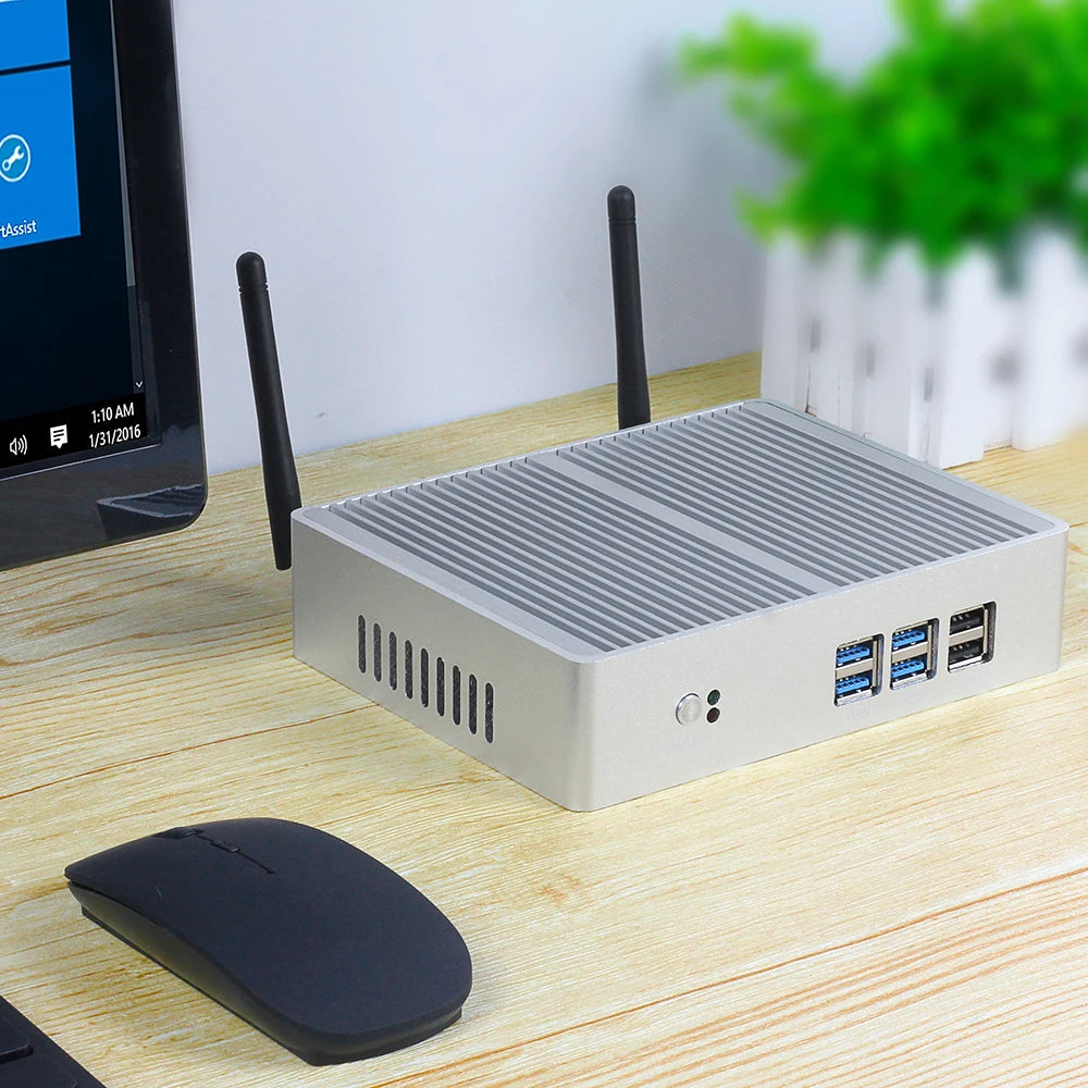 Fanless i3 Mini PC 8GB 512GB SSD Dual Display WiFi