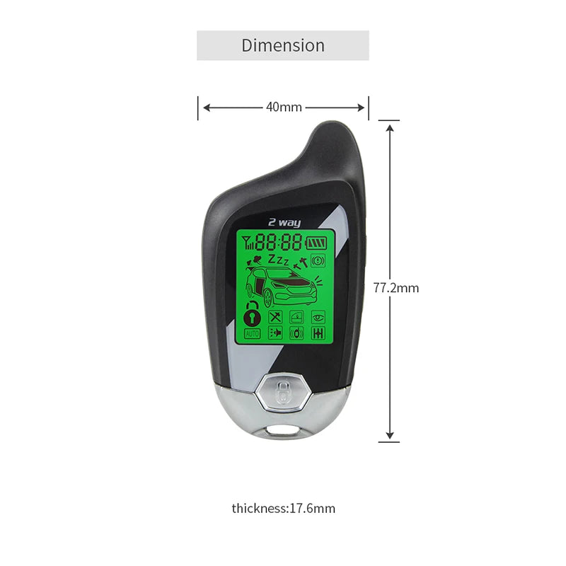 2-Way Car Alarm System with LCD Remote Starter