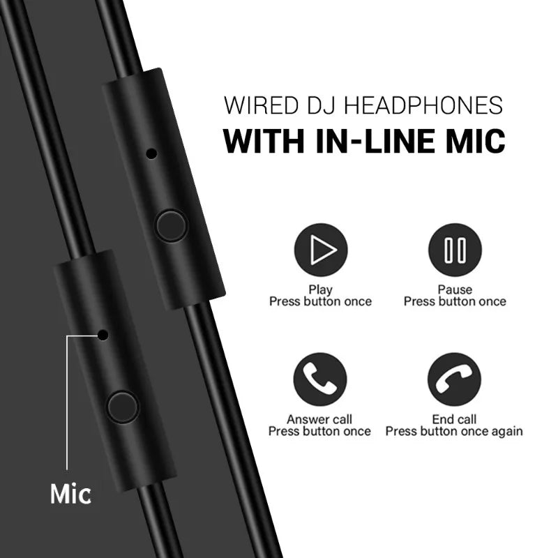 Over-Ear Studio Headphones with Microphone for PC and Phone
