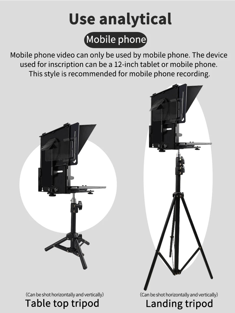 Foldable Teleprompter for 12 Inch Tablets and Phones