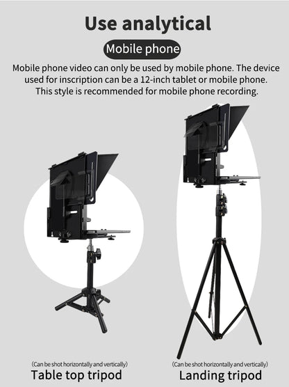Foldable Teleprompter for 12 Inch Tablets and Phones