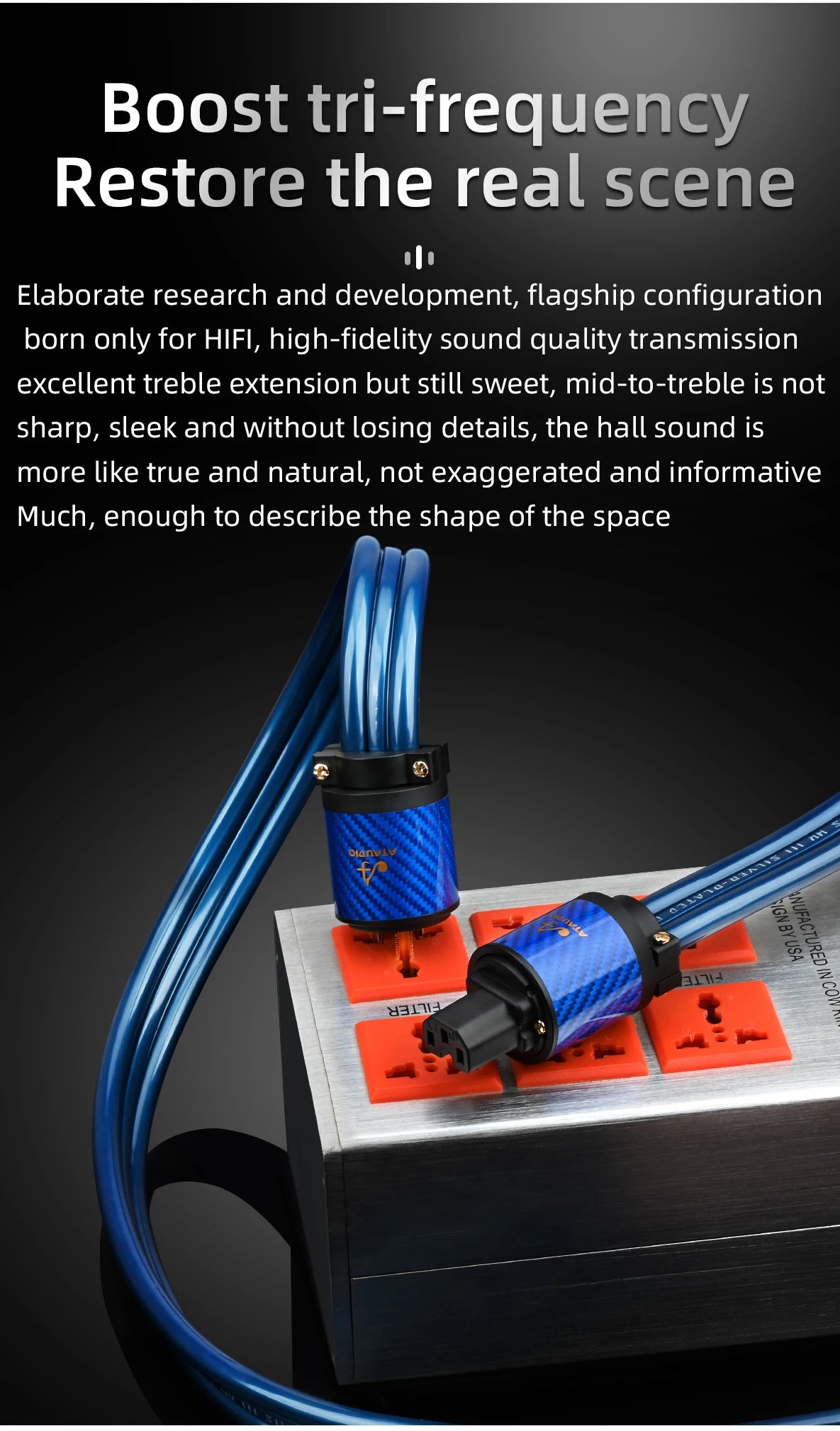 2m Silver-Plated HIFI Power Cable for Audio
