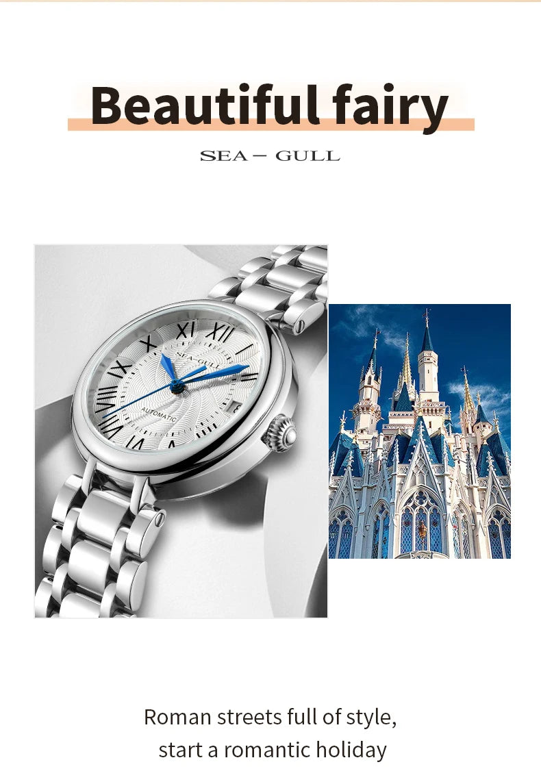 Ladies Automatic Mechanical Watch with Sapphire Crystal Glass