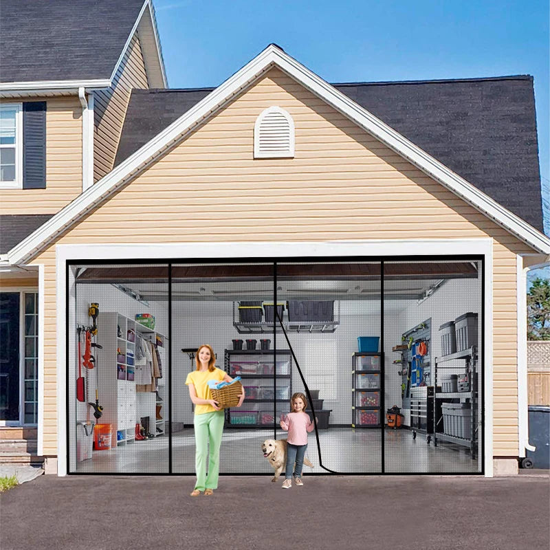 Magnetic Garage Door Insect Screen White Net Curtain