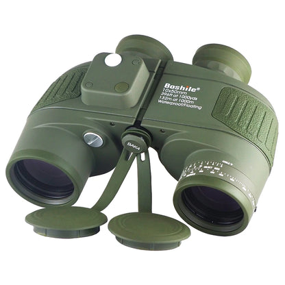 Green 10x50 Tactical Binoculars Rangefinder Compass Waterproof