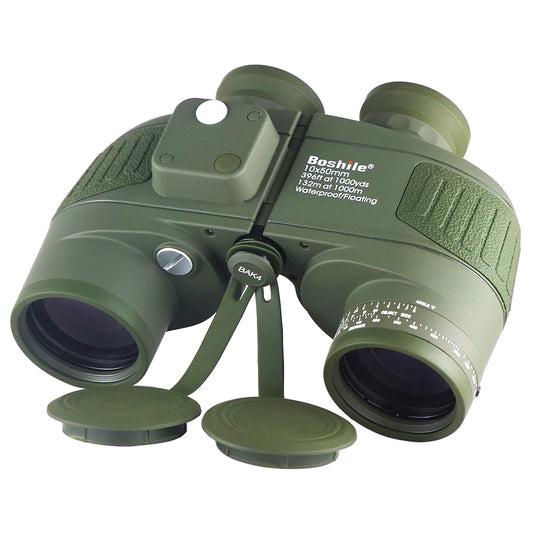 Green 10x50 Tactical Binoculars Rangefinder Compass Waterproof