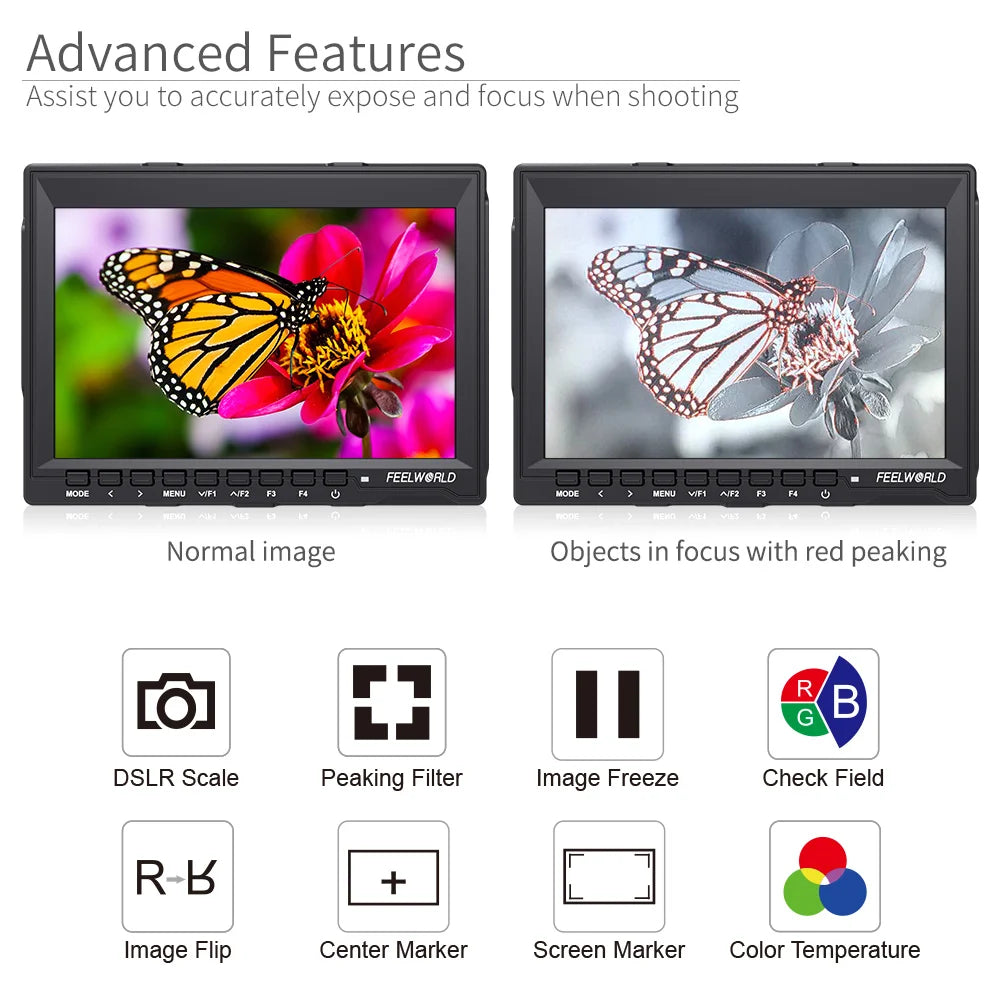 7 Inch IPS 1280x800 DSLR Field Monitor with Peaking Focus
