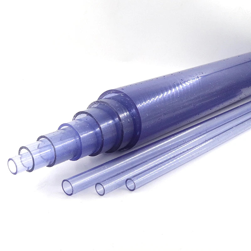 2pcs 110mm Transparent Blue UPVC Aquarium Water Pipe 50cm