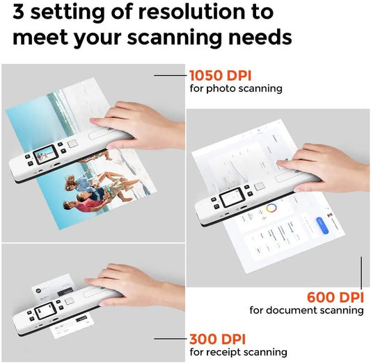 Black Handheld Document Scanner with LCD