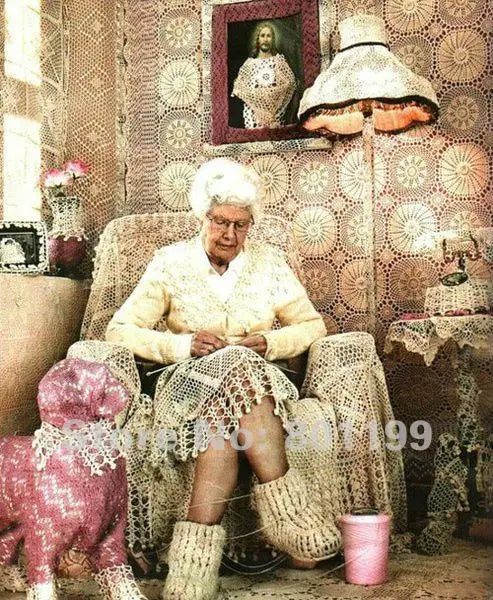 Handmade Crochet Dining Table Cover Oval Cotton Lace Tablecloth