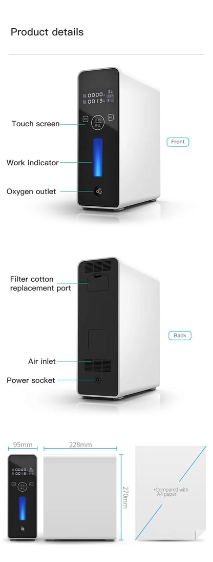 2L Portable Oxygen Concentrator with Atomizer AU Plug
