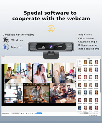 4K HD Webcam 120° Wide Angle with Microphone