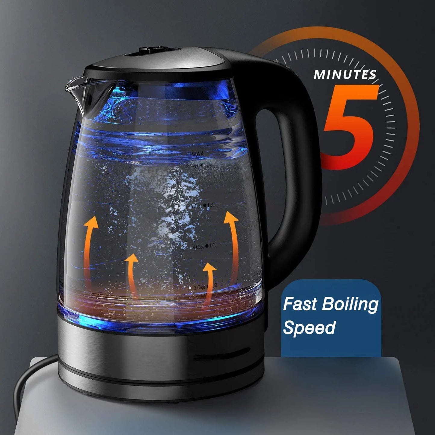 Matte Black Smart Kettle with Auto Shut-Off and Timer