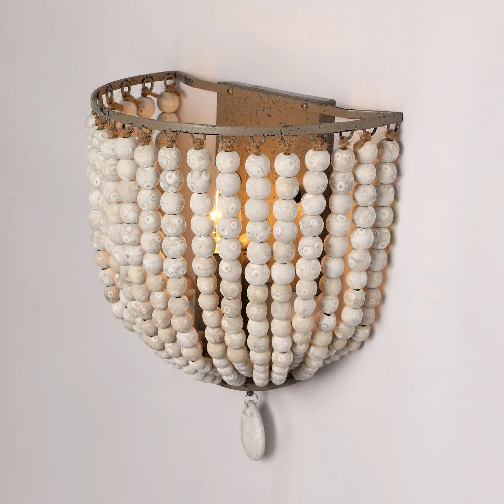 Industrial White Bead Wall Lamp E14 Retro Style