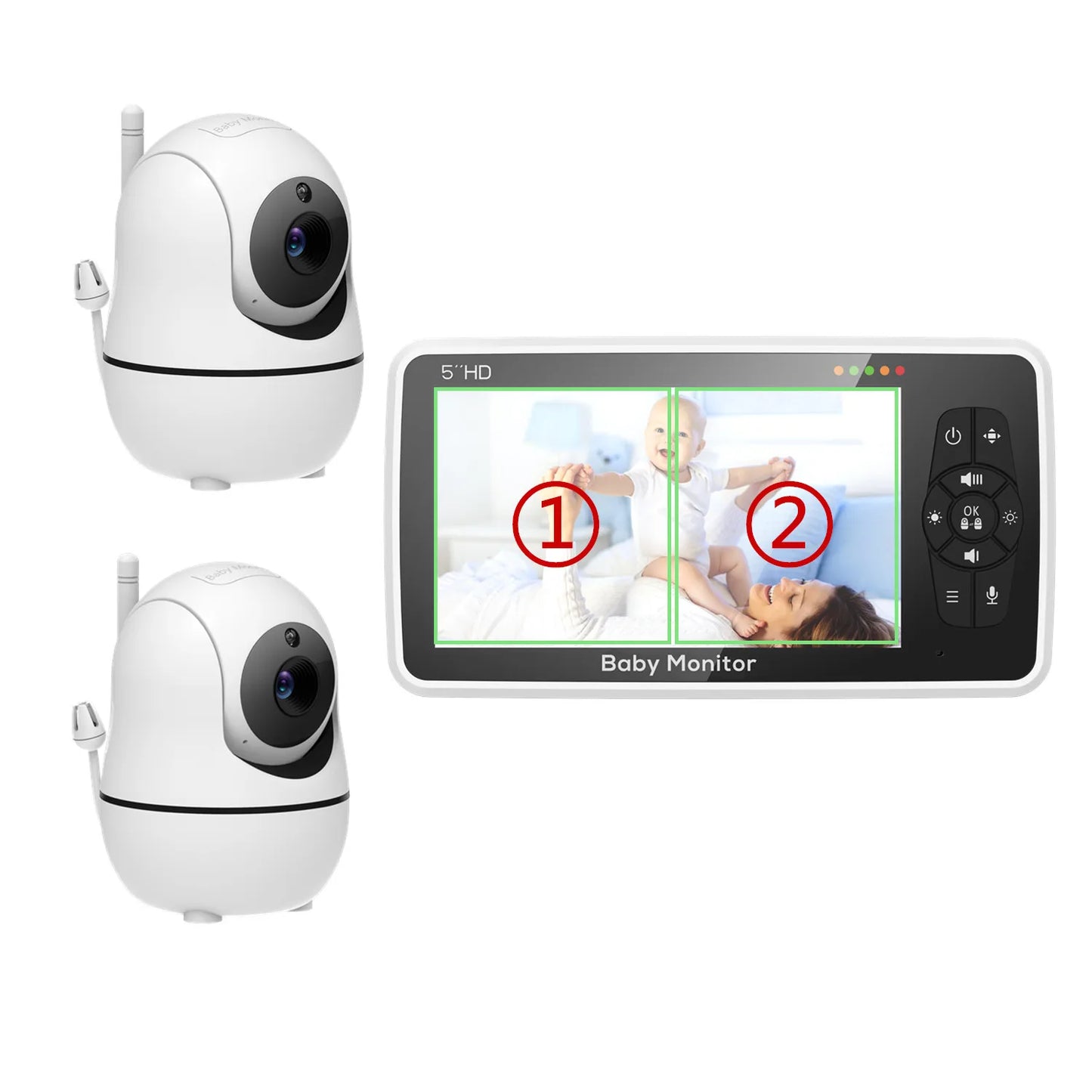 Portable 5" Baby Monitor 4X Zoom Night Vision