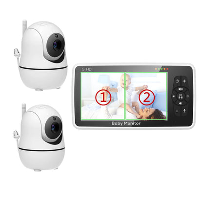 Portable 5" Baby Monitor 4X Zoom Night Vision