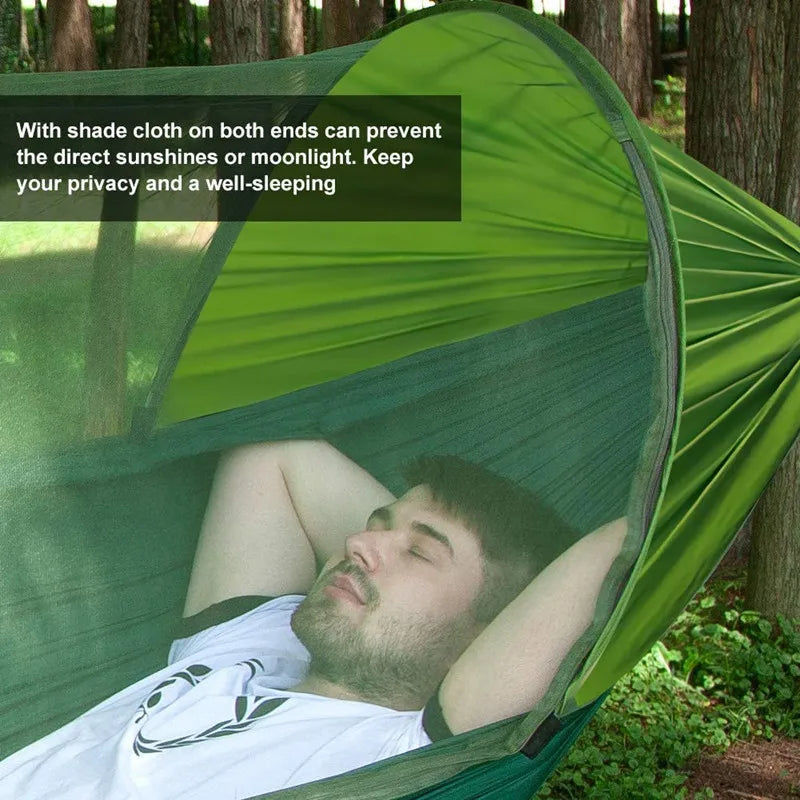 Black Camping Hammock with Mosquito Net and Rain Fly