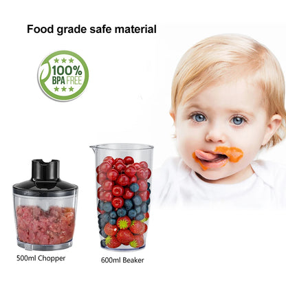 1200W 4-in-1 Immersion Hand Blender with Chopper