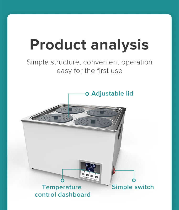 4 Holes Multi-Hole Lab Water Bath Heater Digital Display