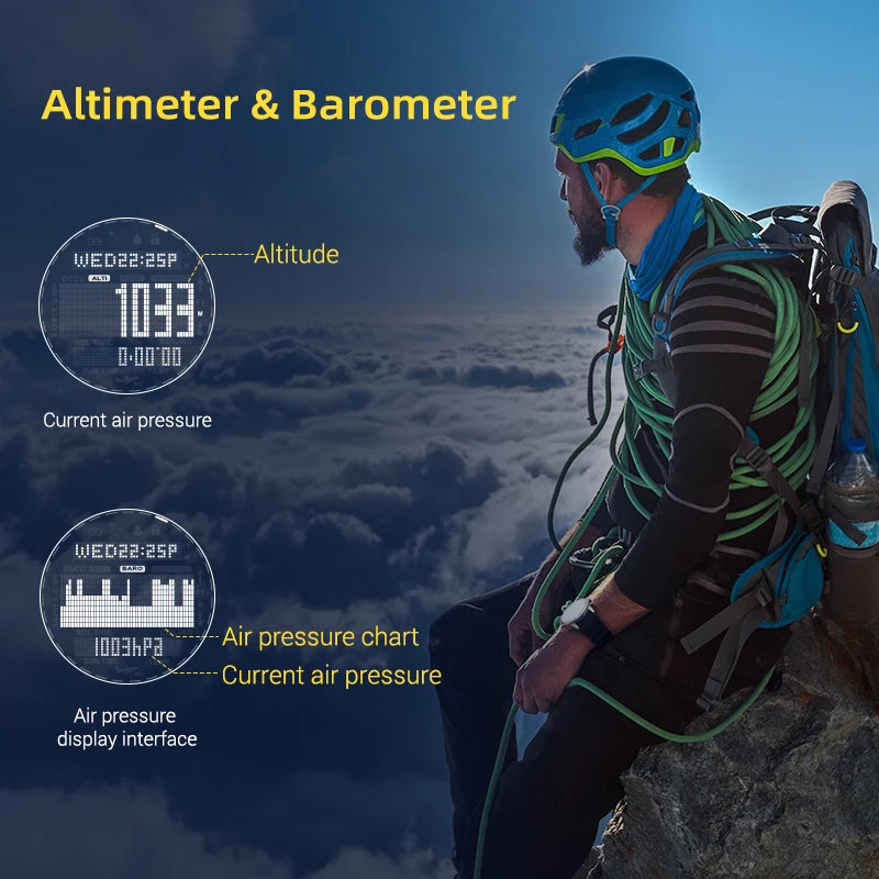 Black 50m Waterproof Dive Computer Smart Watch Altimeter Compass
