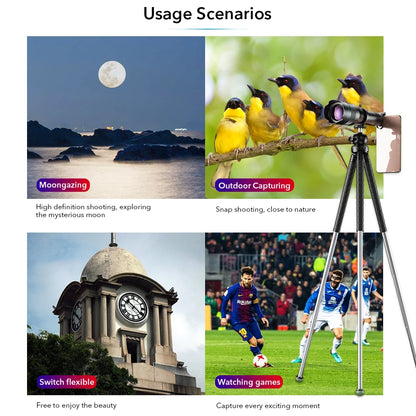 Smartphone 60x Telescope with Adjustable Tripod and Remote Control