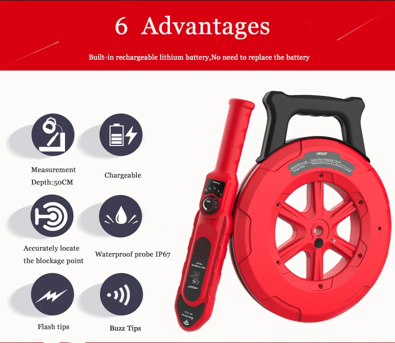 40m Pipe Blockage Detector PVC Iron Pipe Scanner