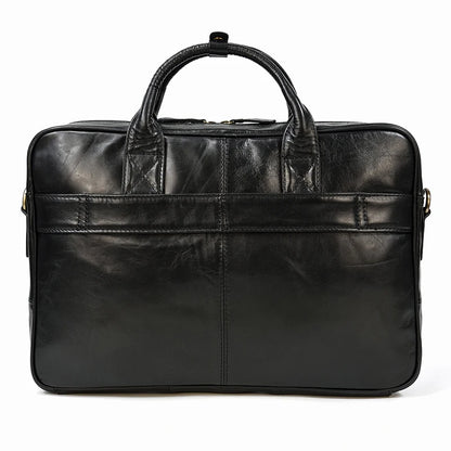 Black Oil Leather 16 Business Laptop Messenger Bag