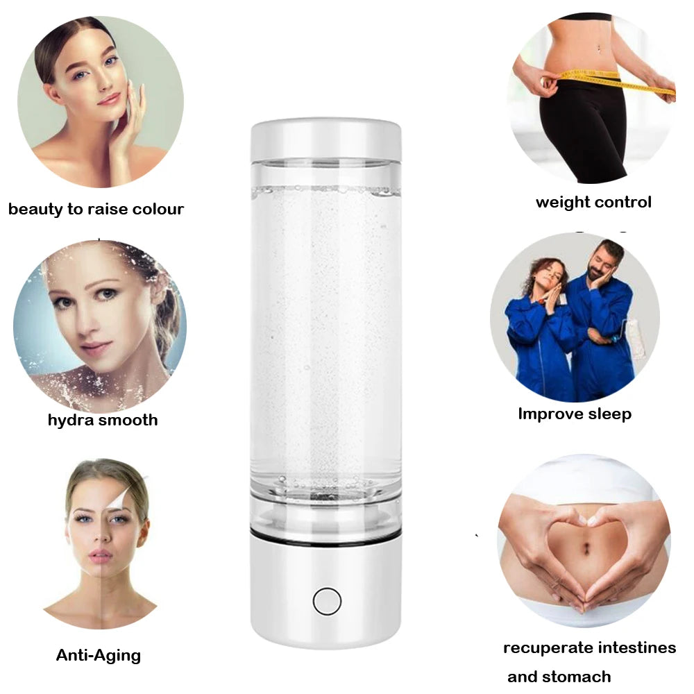 Nano Hydrogen Water Generator Bottle Rechargeable White