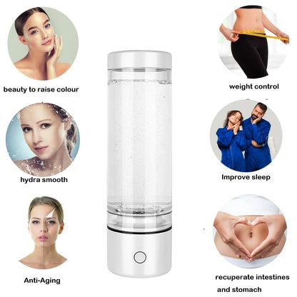 Nano Hydrogen Water Generator Bottle Rechargeable White