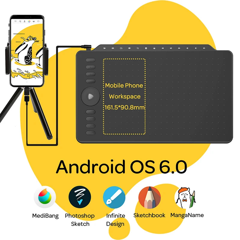 12 Inch Drawing Tablet with Battery-Free Pen & 8 Keys