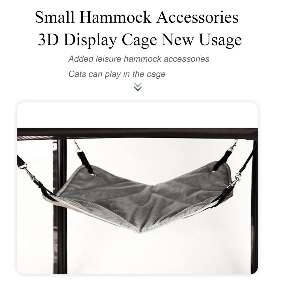 Transparent 3D Double Cat Exhibition Cage Grey