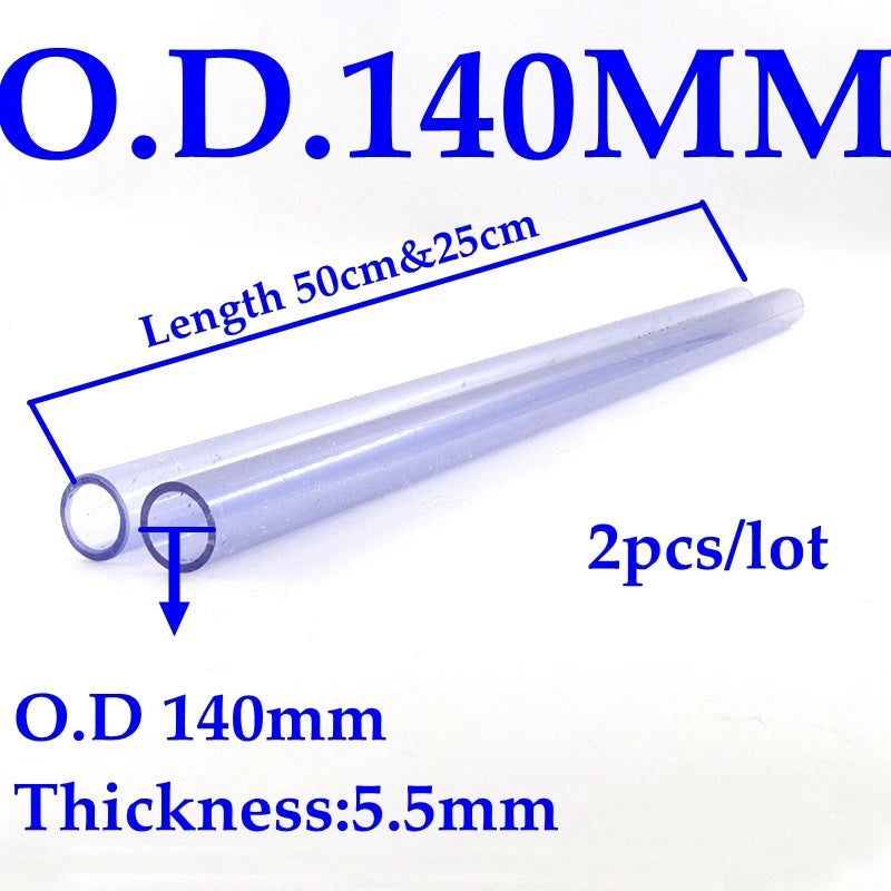 2pcs 140mm Clear Blue UPVC Water Hose Aquarium Tube