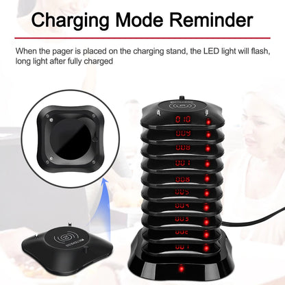 Wireless Restaurant Paging System with Coaster Buzzers and Vibration Alerts