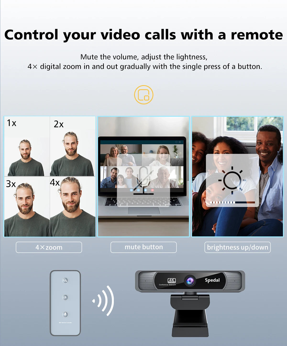 4K HD Webcam 120° Wide Angle with Microphone