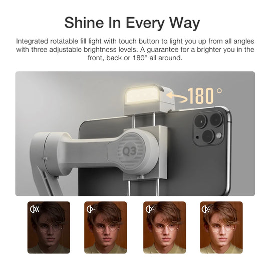 3 Axis Smartphone Gimbal Stabilizer with Built In Fill Light