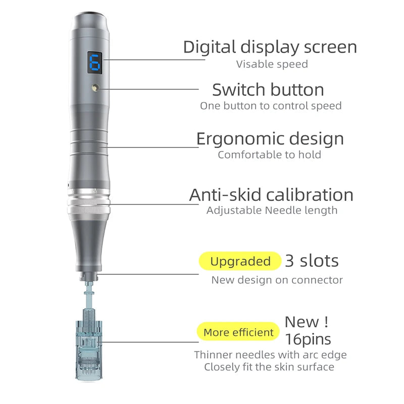 Wireless Microneedling Pen with 20pcs 16pin Cartridges