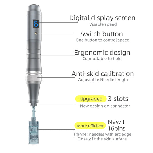 Wireless Microneedling Pen with 20pcs 16pin Cartridges