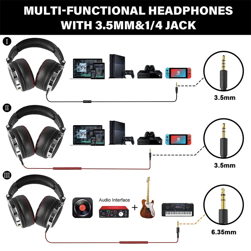 Over-Ear Studio Headphones with Microphone for PC and Phone