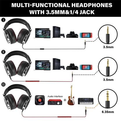 Over-Ear Studio Headphones with Microphone for PC and Phone