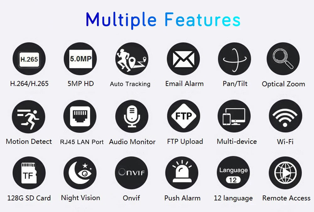 5MP Dome Camera Smart Home Tracking with 128GB Memory