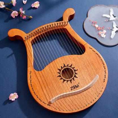 Wooden 19 String Lyre Harp for Beginners and Professionals