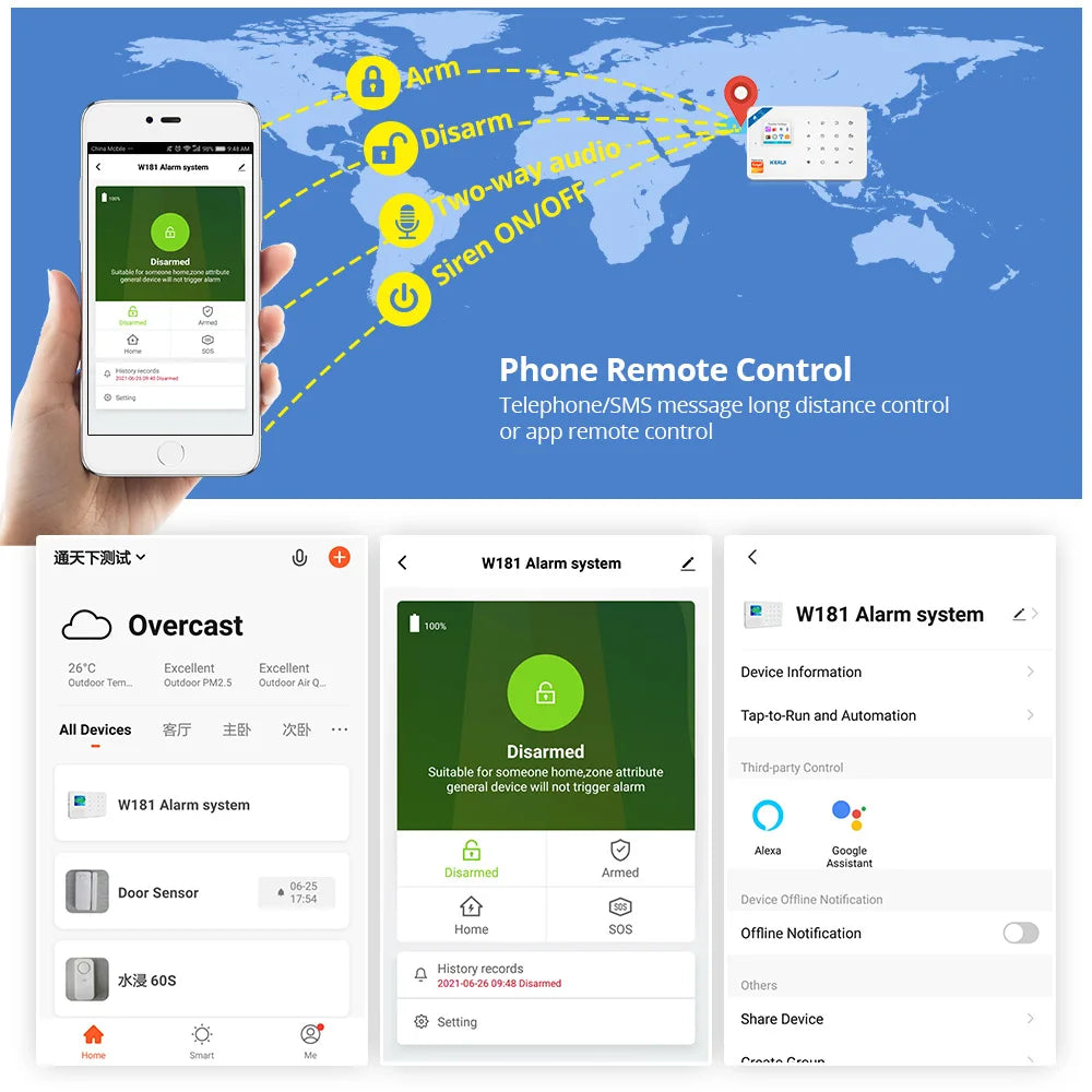 Wireless 4G WiFi Home Security Alarm Kit with App Control