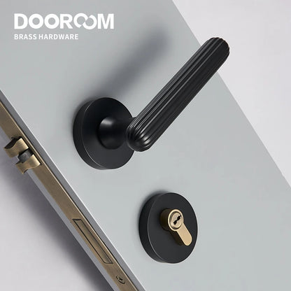 Modern Brass Door Handle Lock Set Bedroom Bathroom Lever